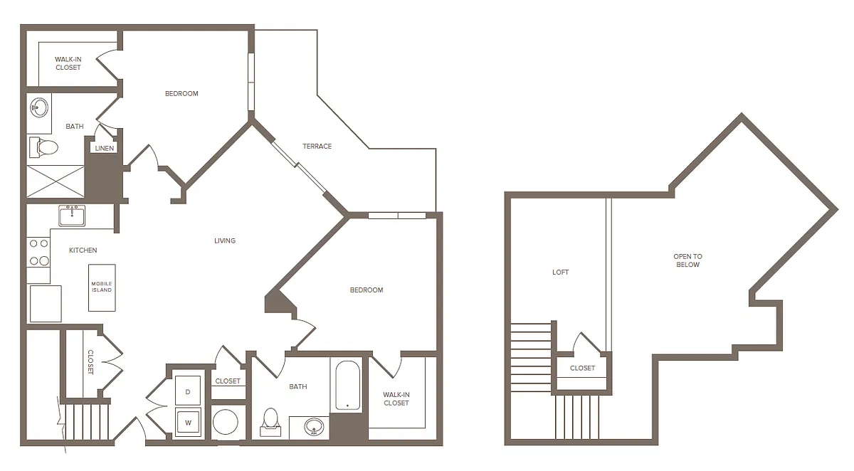 Floor plan 2 Bed/2 Bath Loft-I