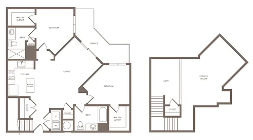 Floor plan 2 Bed/2 Bath Loft-I