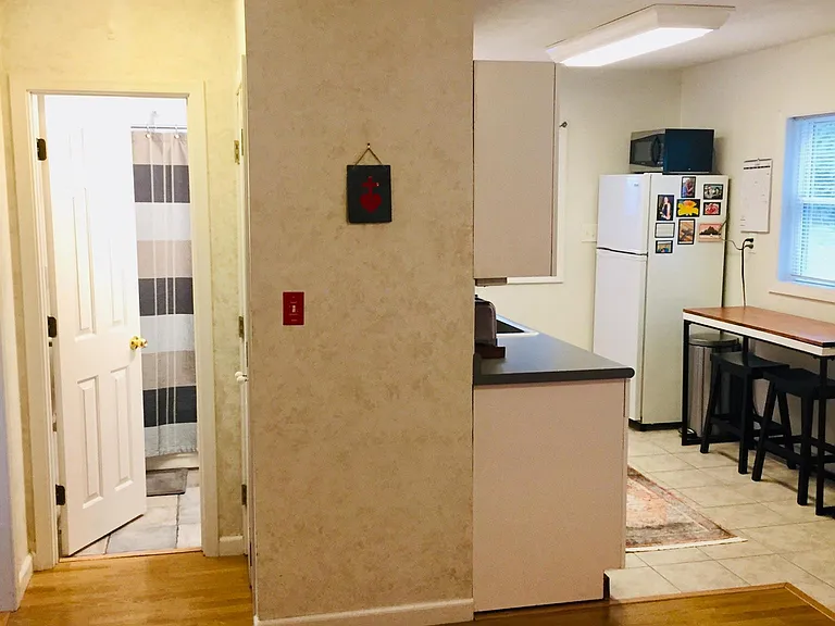 Refrigerator included.
Storage closet in hall.