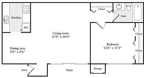 Floor plan 1 Bedroom A