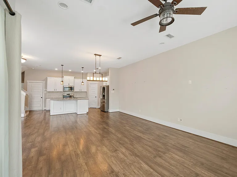 Living room, kitchen view
