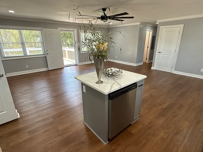 Dishwasher island with spice rack.
