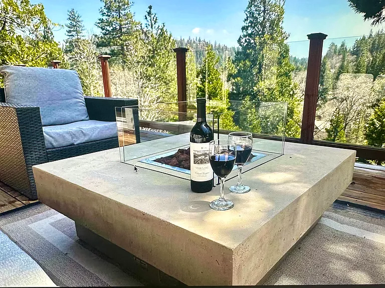 Fire pit on upper deck