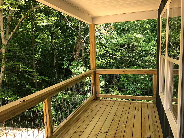 Sitting decks beside creek