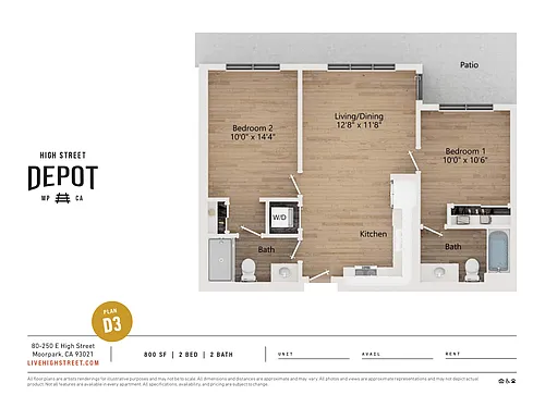 Floor plan 2 Bedrooms, 2 Bathrooms
