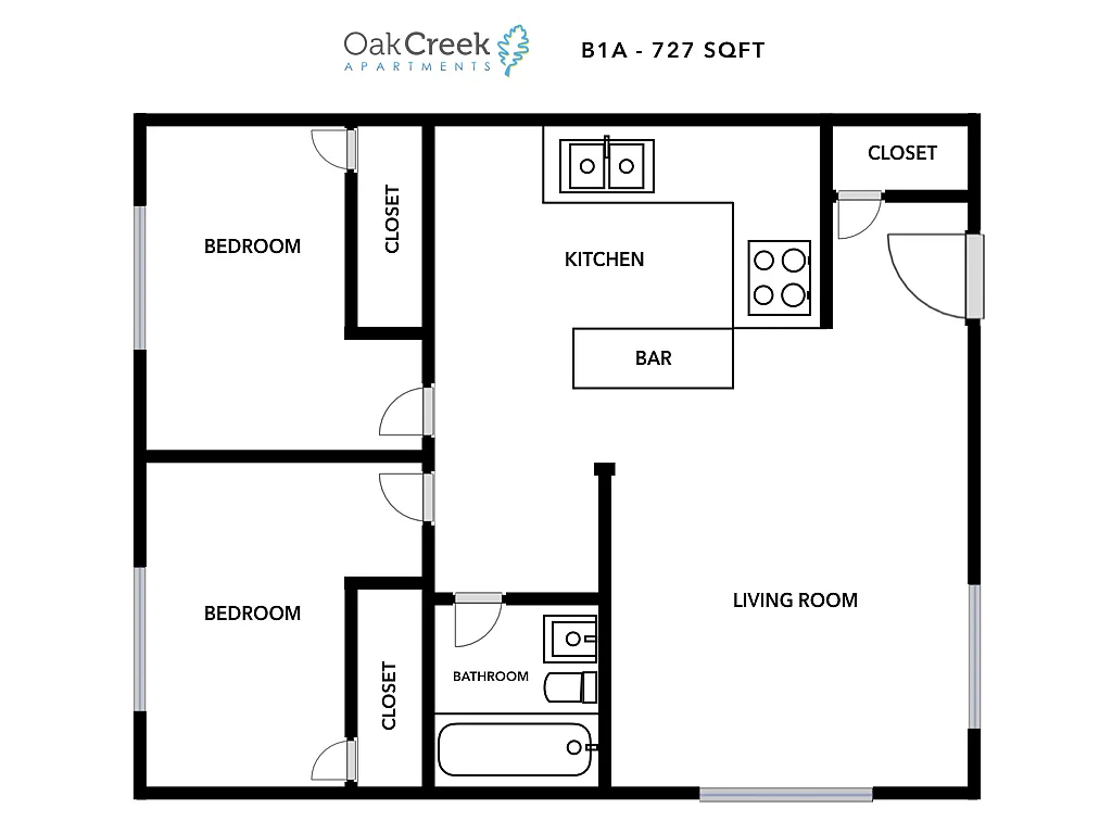 Floor plan 2 bedroom 1 bath