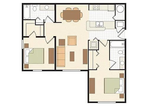 Floor plan 2 Bed/2 Bath