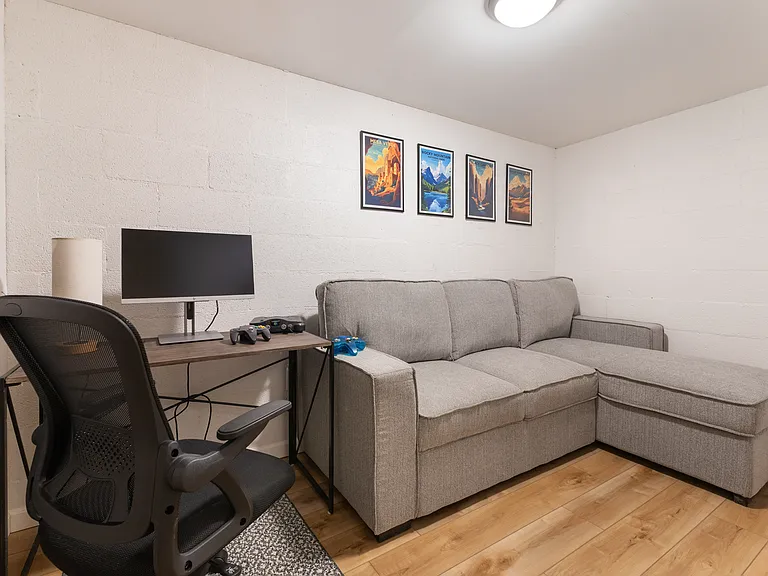 Lower Level Living Room | Smart Tv | Workspace
