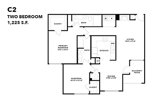 Floor plan Two Bedroom Renovated C2r