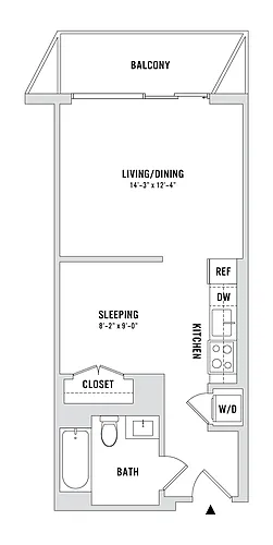 Floor plan Studio, 1 Bathroom