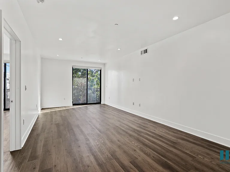 Living Room with Vinyl Flooring, Recessed Lighting, and Balcony
