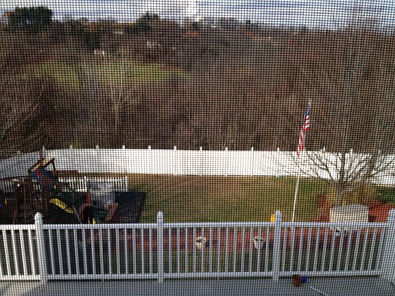 Trex deck-fenced in yard 