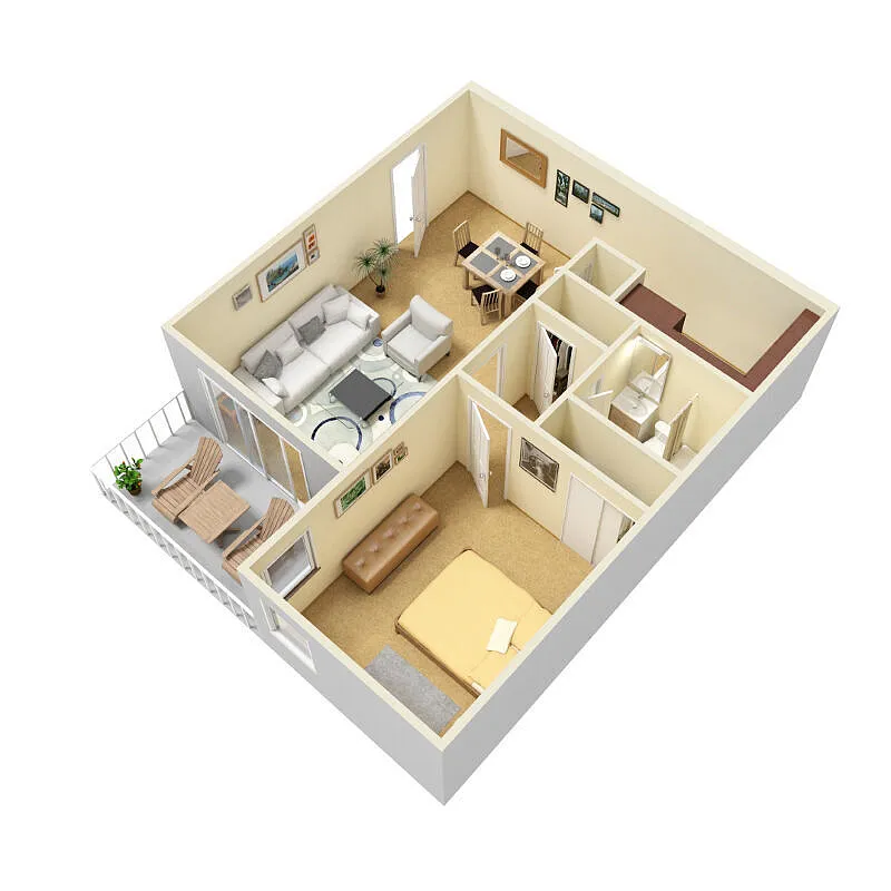 Floor plan 1 Bedroom C