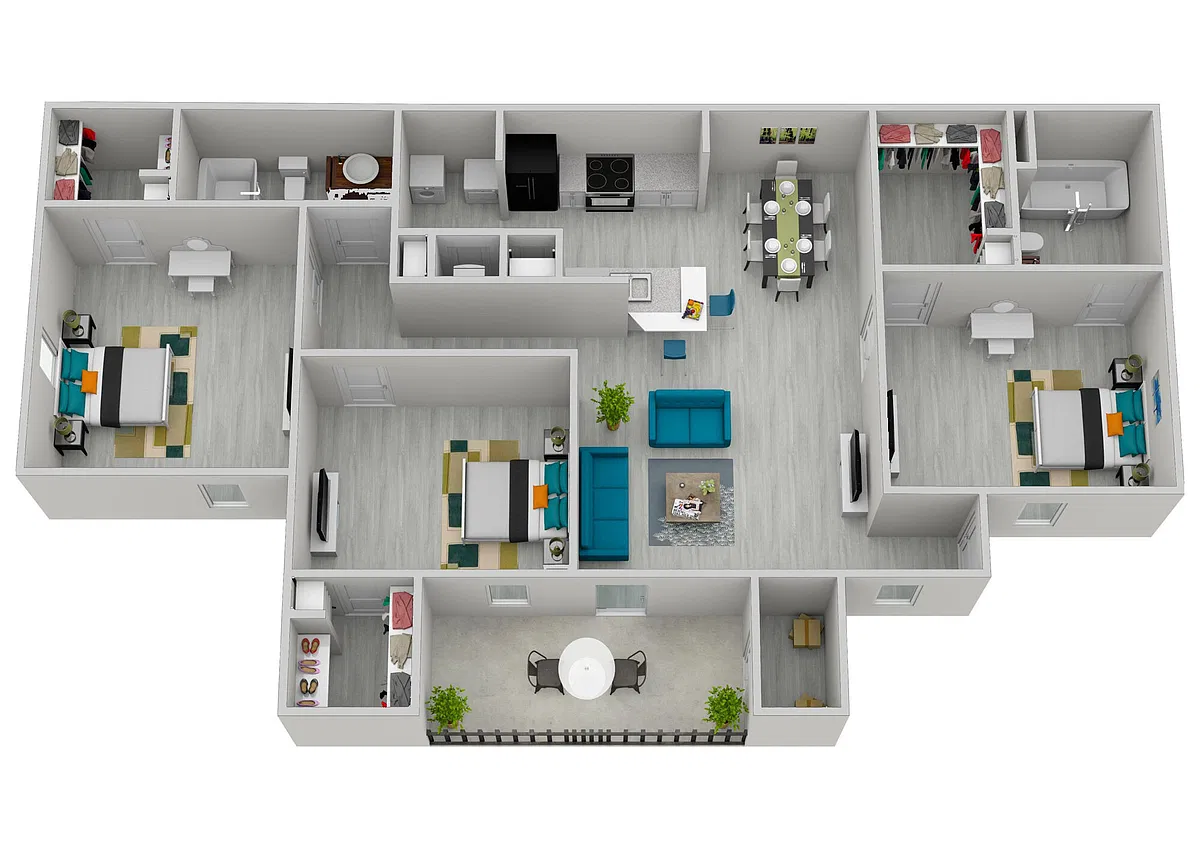 Floor plan 3 Bedroom, 2 Bathroom