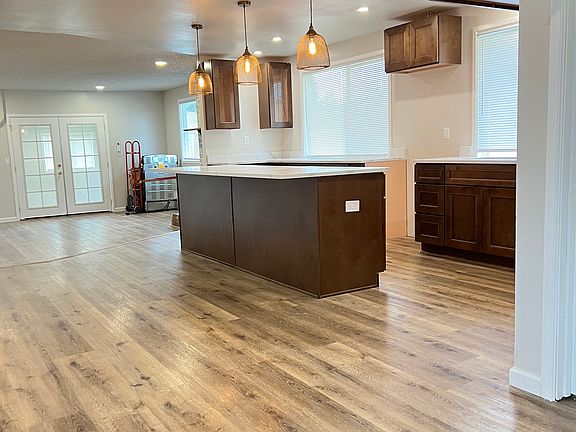 Kitchen to living room with huge Island