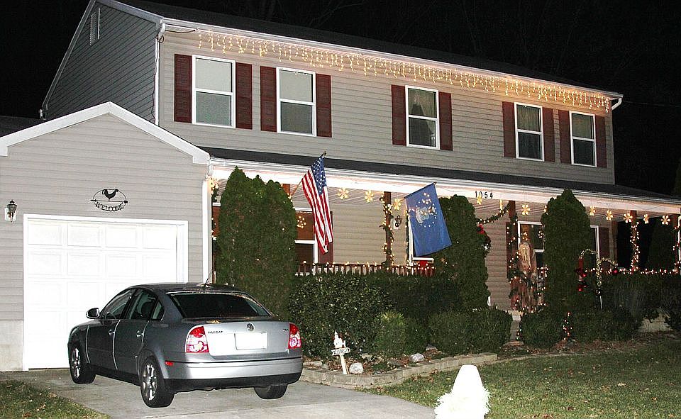 Front of house at night