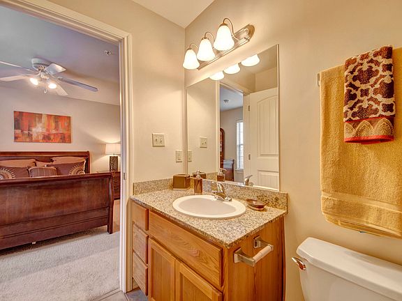The master bathroom with granite countertops