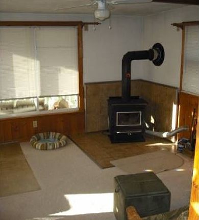 wood stove in family room
