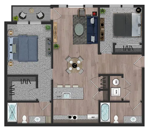 Floor plan 2X2 | 70% AMI