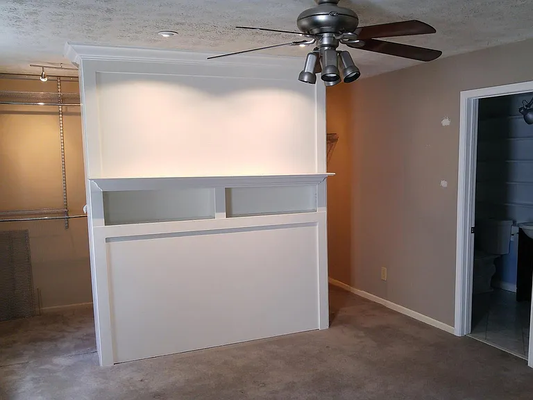 Master bedroom. Dual entry closet behind optional headboard/casework.