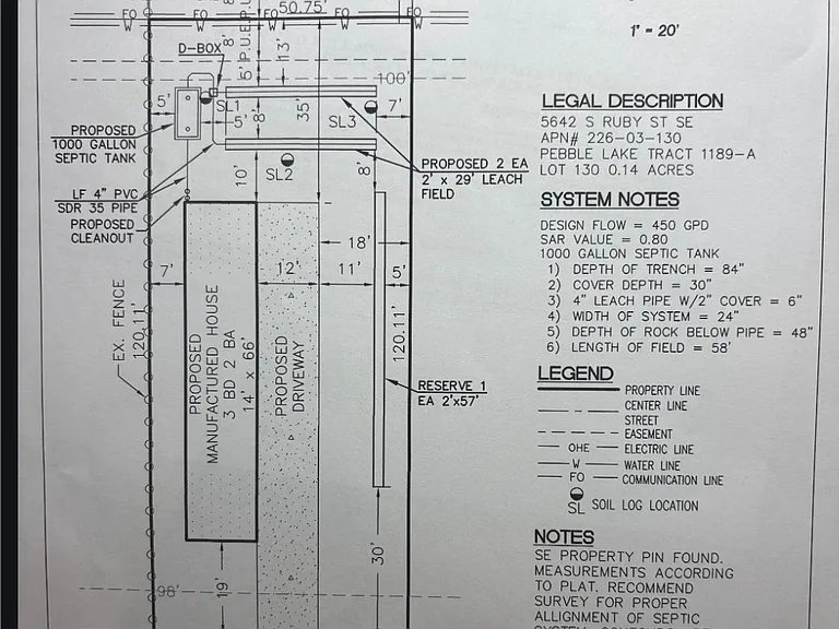 Lay-out on private lot and Septic system. RV parking avaliable.