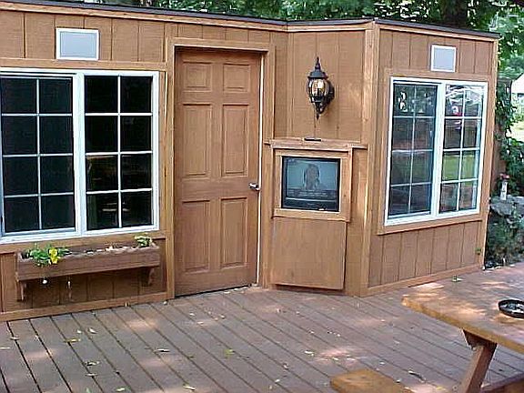 storage house w/ built-in TV