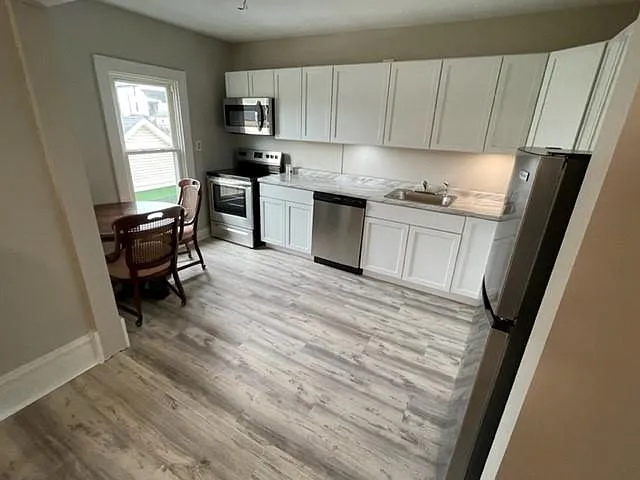 The Kitchen includes all recently installed stainless steel Fridgeaire appliances.