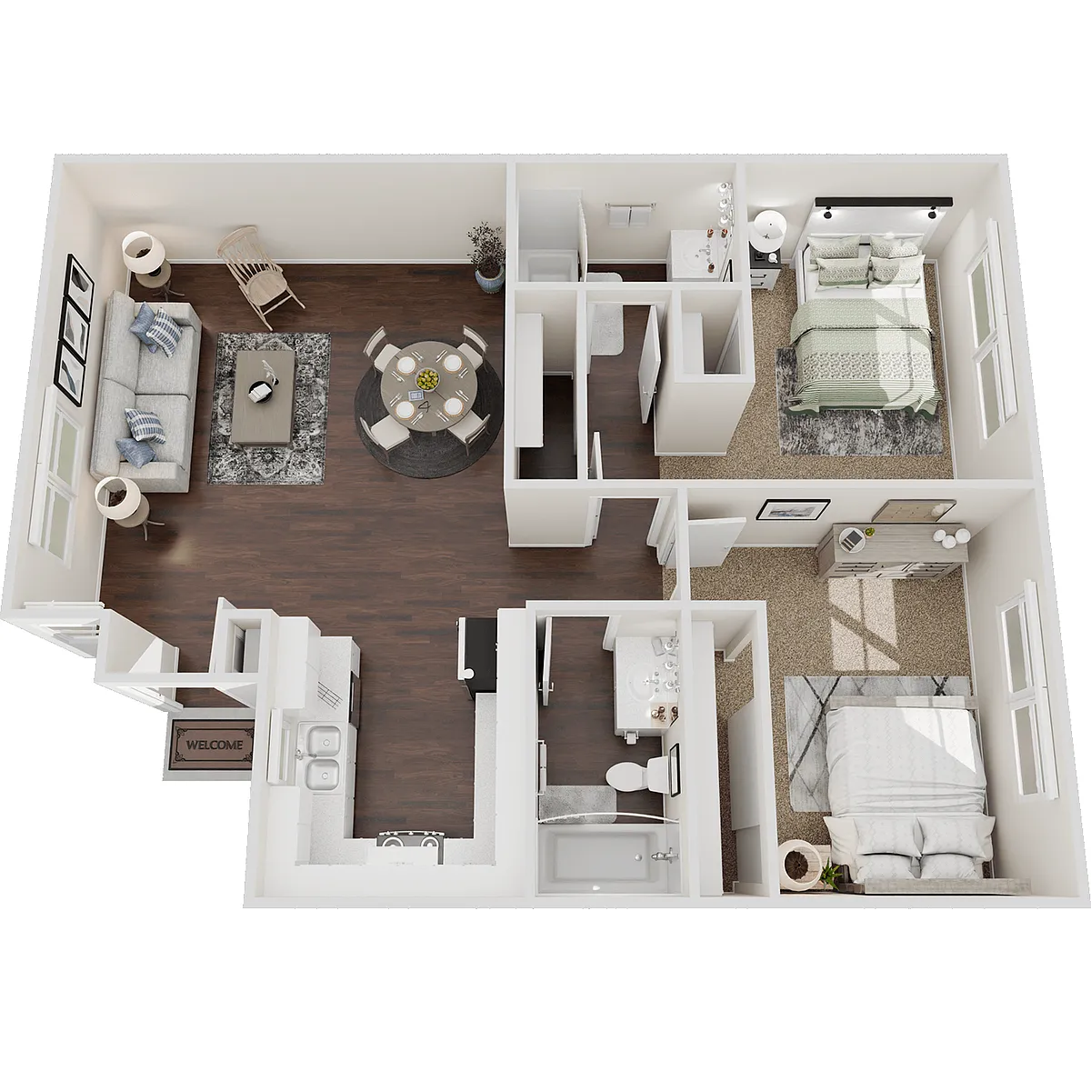 Floor plan 2 Bedroom 2 Bath
