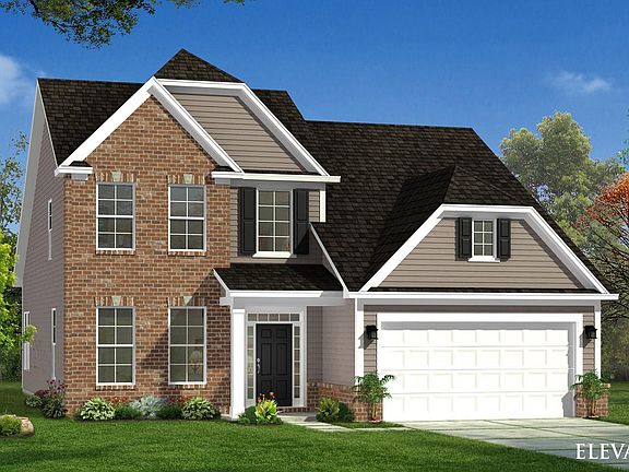 Middleton Elevation 7 with partial brick front, covered entry, hip roof on gables, and bonus space o