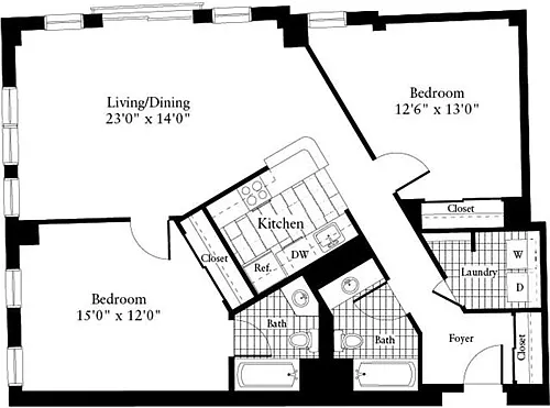 Floor plan 2 Bedrooms U