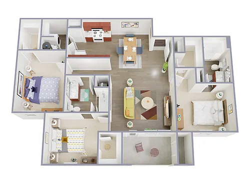 Floor plan 3 Bed, 2 Bath