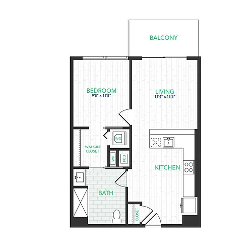 Floor plan VISTA 1 BED 15 (ADA)