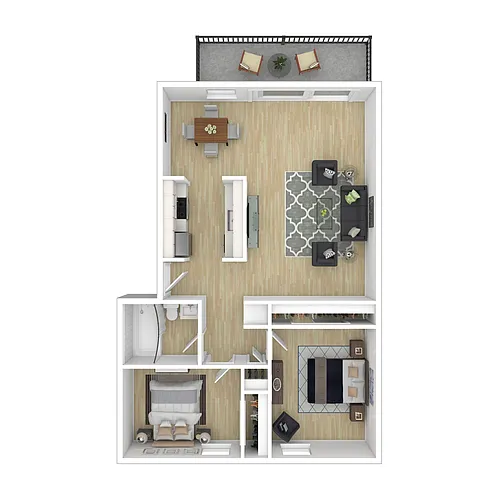 Floor plan 2 Bed 1 Bath Large