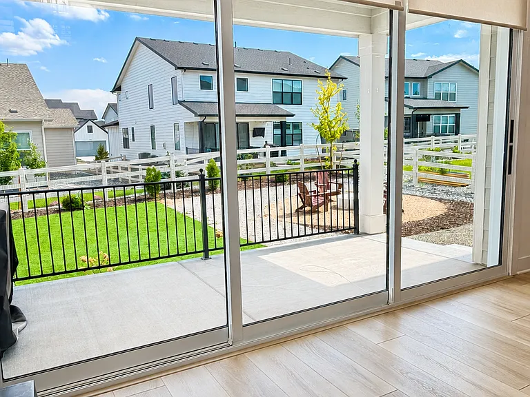 12 ft' Glass Panel Doors with Motorized Window Shades