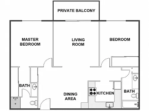 Floor plan 2 Bed / 2 Bath: Type B