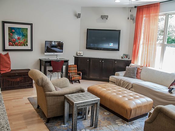 Living room with built in surround sound