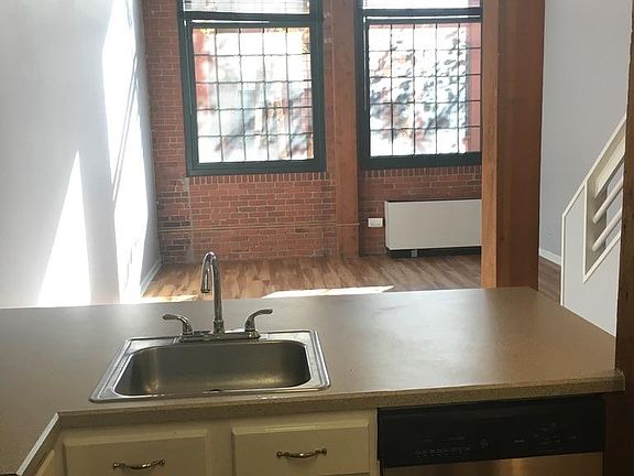 View into living area from kitchen