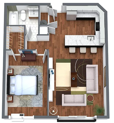 Floor plan 1 Bedroom + Balcony