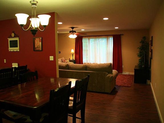 View of the large bay window in the living room.