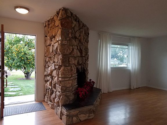 Stone fireplace is operable.