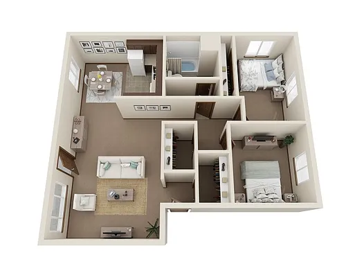 Floor plan Two Bedroom, One Bathroom