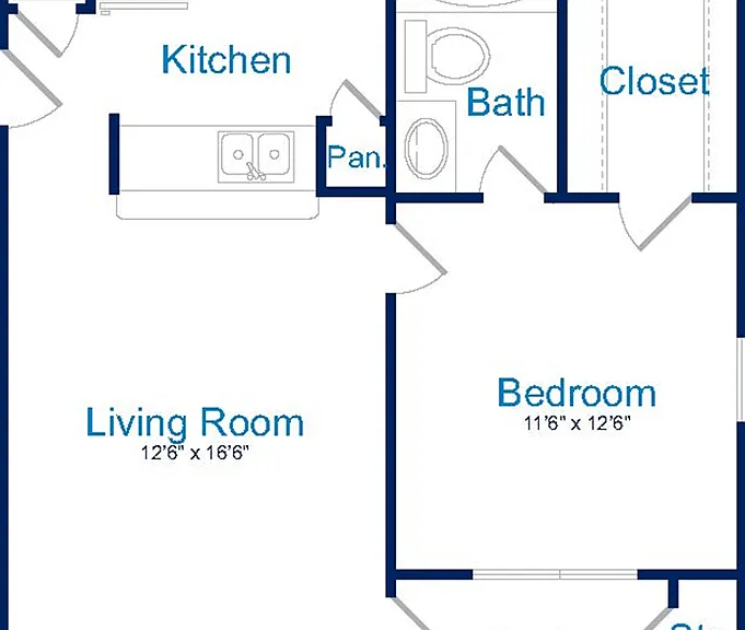 The Georgian - A1 - 1 Beds - 1 Baths - 609 Sq. ft.