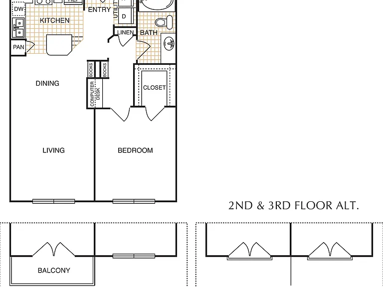 Estates at Memorial Heights - A4 - 1 Beds - 1 Baths - 756 Sq. ft.
