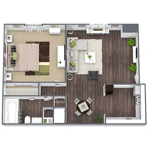 Floor plan A2: 1 Bed 1 Bath