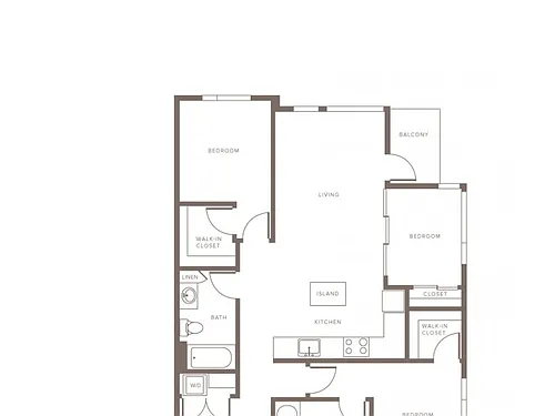 Floor plan B3D - Two Bedroom with Den