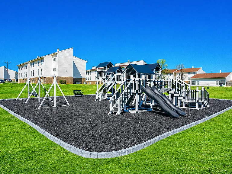 Clean and vibrant playground lawn