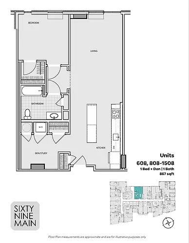Floor plan 1 Bedroom Den 08