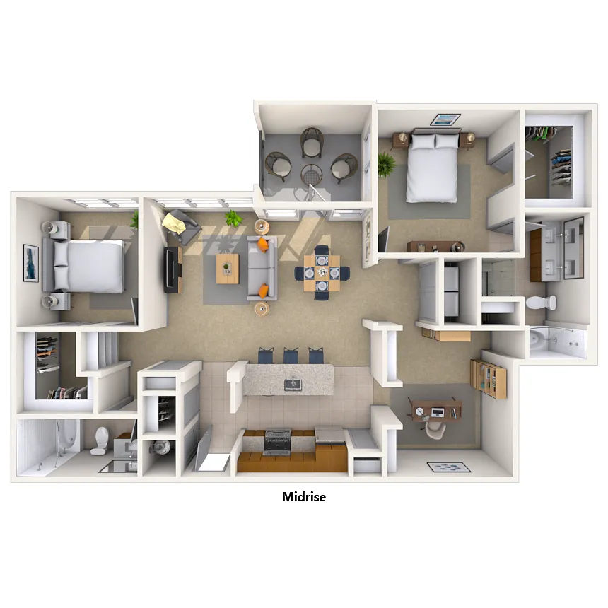 Floor plan Traditional 2x2 1449 SF