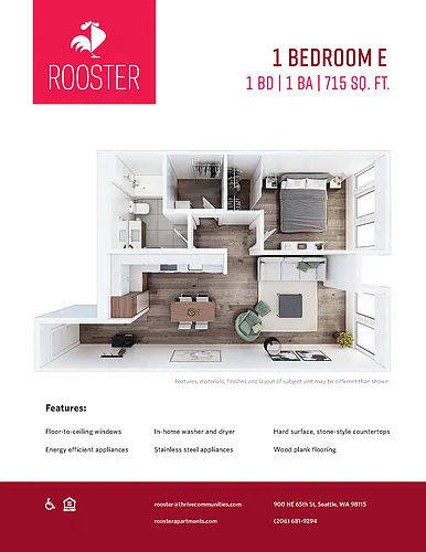 Floor plan 1 Bedroom E