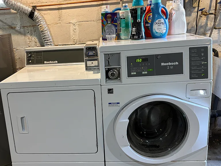 Shared laundry in basement.
